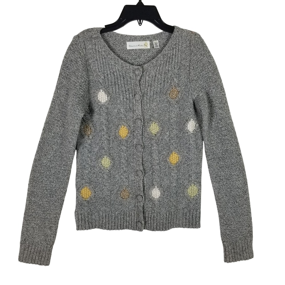 Anthropologie Charlie & Robin Cardigan Women XS  Cable Knit Wool Blend Sweater